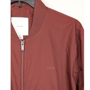 Calvin‎ Klein Mens Bomber Jacket Full Zip Long Sleeve Lightweight Rust Red XL